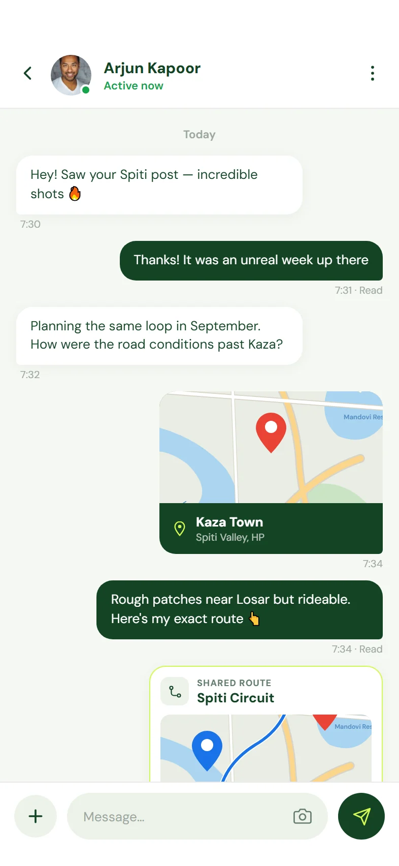 Trevvo app screen: dmChat